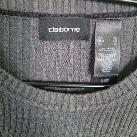 NWOT Men's Claiborne Grey Sweater Size XL - Picture 3 of 12